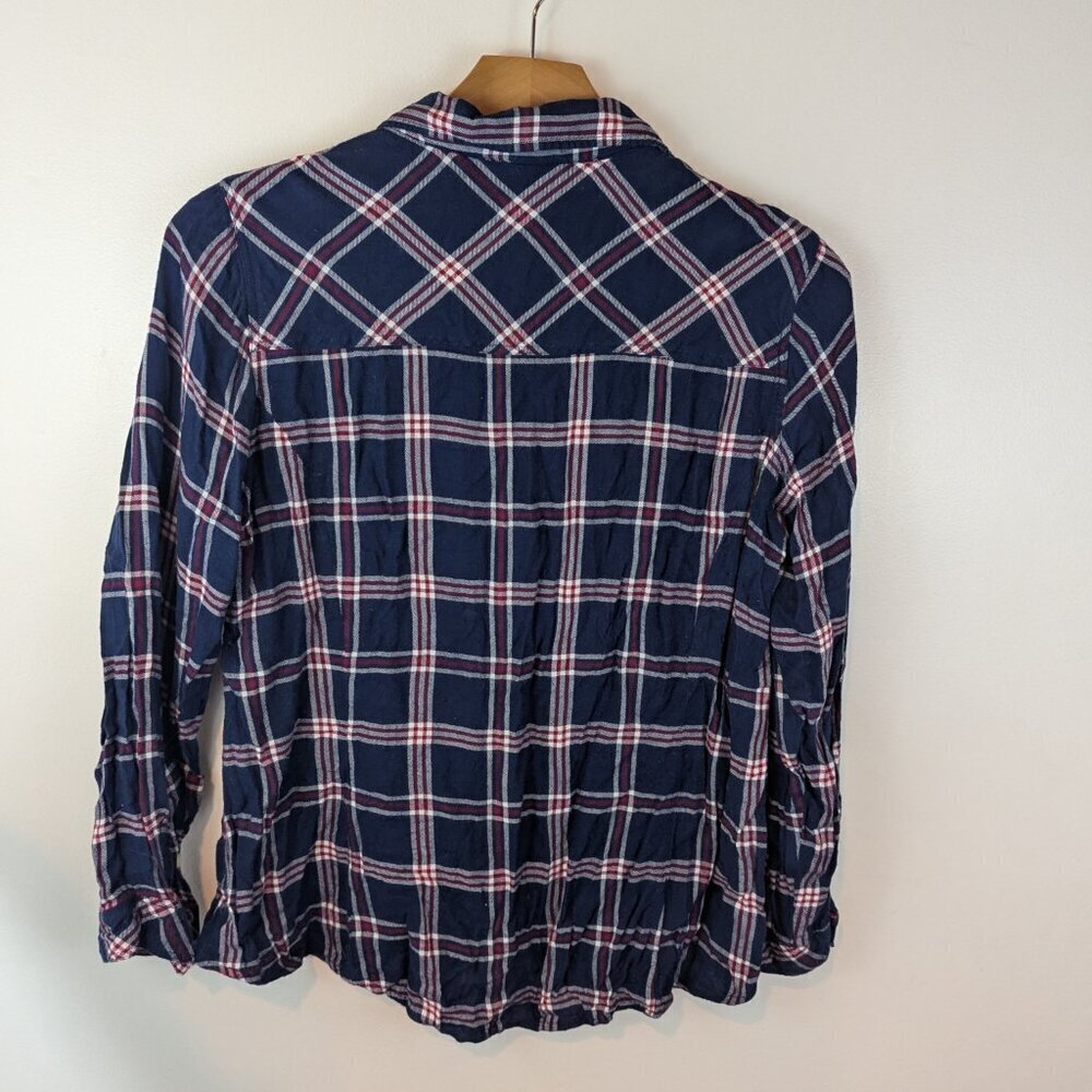 Torrid Blue/Maroon Flannel Buttondown Top, Sz 2X - Picture 5 of 5